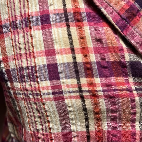 Gloria Vanderbilt Plaid Button Down Short Sleeve Shirt - Picture 6 of 7